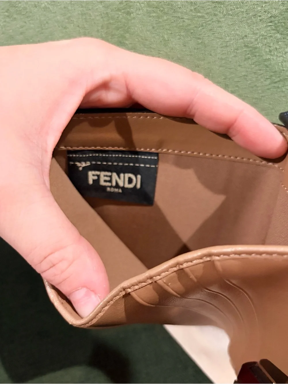 Fendi Navy Compact Wallet with Pyramid Snap Closure